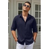 image:imageCOOFANDY Mens Button Down Shirt Long Sleeve Untucked Shirts Summer Casual Dress ShirtsBlack Iris
