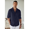 image:imageCOOFANDY Mens Button Down Shirt Long Sleeve Untucked Shirts Summer Casual Dress ShirtsBlack Iris