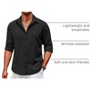image:imageCOOFANDY Mens Button Down Shirt Long Sleeve Untucked Shirts Summer Casual Dress ShirtsBlack Onyx