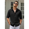image:imageCOOFANDY Mens Button Down Shirt Long Sleeve Untucked Shirts Summer Casual Dress ShirtsBlack Onyx