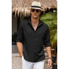 image:imageCOOFANDY Mens Button Down Shirt Long Sleeve Untucked Shirts Summer Casual Dress ShirtsBlack Onyx