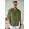 image:imageCOOFANDY Mens Button Down Shirt Long Sleeve Untucked Shirts Summer Casual Dress ShirtsChive