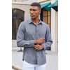 image:imageCOOFANDY Mens Button Down Shirt Long Sleeve Untucked Shirts Summer Casual Dress ShirtsMedieval Blue
