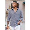image:imageCOOFANDY Mens Button Down Shirt Long Sleeve Untucked Shirts Summer Casual Dress ShirtsMedieval Blue