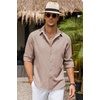 image:imageCOOFANDY Mens Button Down Shirt Long Sleeve Untucked Shirts Summer Casual Dress ShirtsSesame