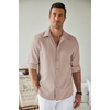 image:imageCOOFANDY Mens Button Down Shirt Long Sleeve Untucked Shirts Summer Casual Dress ShirtsSesame