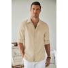 image:imageCOOFANDY Mens Button Down Shirt Long Sleeve Untucked Shirts Summer Casual Dress ShirtsShortbread