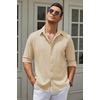 image:imageCOOFANDY Mens Button Down Shirt Long Sleeve Untucked Shirts Summer Casual Dress ShirtsShortbread