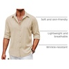 image:imageCOOFANDY Mens Button Down Shirt Long Sleeve Untucked Shirts Summer Casual Dress ShirtsShortbread