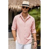 image:imageCOOFANDY Mens Button Down Shirt Long Sleeve Untucked Shirts Summer Casual Dress ShirtsVeiled Rose