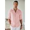 image:imageCOOFANDY Mens Button Down Shirt Long Sleeve Untucked Shirts Summer Casual Dress ShirtsVeiled Rose