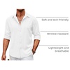 image:imageCOOFANDY Mens Button Down Shirt Long Sleeve Untucked Shirts Summer Casual Dress ShirtsWhite