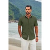 image:imageCOOFANDY Mens Button Down Shirts Short Sleeve Casual Cotton Shirts Summer Beach Wedding Shirt with PocketArmy Green