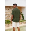 image:imageCOOFANDY Mens Button Down Shirts Short Sleeve Casual Cotton Shirts Summer Beach Wedding Shirt with PocketArmy Green