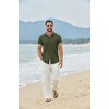 image:imageCOOFANDY Mens Button Down Shirts Short Sleeve Casual Cotton Shirts Summer Beach Wedding Shirt with PocketArmy Green