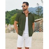 image:imageCOOFANDY Mens Button Down Shirts Short Sleeve Casual Cotton Shirts Summer Beach Wedding Shirt with PocketArmy Green