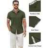 image:imageCOOFANDY Mens Button Down Shirts Short Sleeve Casual Cotton Shirts Summer Beach Wedding Shirt with PocketArmy Green