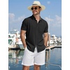 image:imageCOOFANDY Mens Button Down Shirts Short Sleeve Casual Cotton Shirts Summer Beach Wedding Shirt with PocketBlack