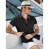 image:imageCOOFANDY Mens Button Down Shirts Short Sleeve Casual Cotton Shirts Summer Beach Wedding Shirt with PocketBlack