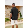 image:imageCOOFANDY Mens Button Down Shirts Short Sleeve Casual Cotton Shirts Summer Beach Wedding Shirt with PocketBlack