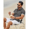 image:imageCOOFANDY Mens Button Down Shirts Short Sleeve Casual Cotton Shirts Summer Beach Wedding Shirt with PocketDark Grey
