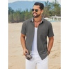 image:imageCOOFANDY Mens Button Down Shirts Short Sleeve Casual Cotton Shirts Summer Beach Wedding Shirt with PocketDark Grey