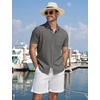 image:imageCOOFANDY Mens Button Down Shirts Short Sleeve Casual Cotton Shirts Summer Beach Wedding Shirt with PocketDark Grey