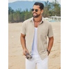 image:imageCOOFANDY Mens Button Down Shirts Short Sleeve Casual Cotton Shirts Summer Beach Wedding Shirt with PocketKhaki