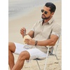 image:imageCOOFANDY Mens Button Down Shirts Short Sleeve Casual Cotton Shirts Summer Beach Wedding Shirt with PocketKhaki