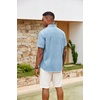image:imageCOOFANDY Mens Button Down Shirts Short Sleeve Casual Cotton Shirts Summer Beach Wedding Shirt with PocketLight Blue