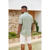 image:imageCOOFANDY Mens Button Down Shirts Short Sleeve Casual Cotton Shirts Summer Beach Wedding Shirt with PocketLight Green