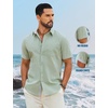image:imageCOOFANDY Mens Button Down Shirts Short Sleeve Casual Cotton Shirts Summer Beach Wedding Shirt with PocketLight Green