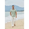 image:imageCOOFANDY Mens Button Down Shirts Short Sleeve Casual Cotton Shirts Summer Beach Wedding Shirt with PocketLight Greenplaid