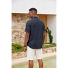image:imageCOOFANDY Mens Button Down Shirts Short Sleeve Casual Cotton Shirts Summer Beach Wedding Shirt with PocketNavy Blue