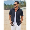 image:imageCOOFANDY Mens Button Down Shirts Short Sleeve Casual Cotton Shirts Summer Beach Wedding Shirt with PocketNavy Blue