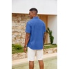 image:imageCOOFANDY Mens Button Down Shirts Short Sleeve Casual Cotton Shirts Summer Beach Wedding Shirt with PocketOcean Blue