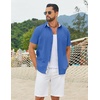 image:imageCOOFANDY Mens Button Down Shirts Short Sleeve Casual Cotton Shirts Summer Beach Wedding Shirt with PocketOcean Blue