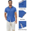 image:imageCOOFANDY Mens Button Down Shirts Short Sleeve Casual Cotton Shirts Summer Beach Wedding Shirt with PocketOcean Blue