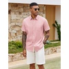 image:imageCOOFANDY Mens Button Down Shirts Short Sleeve Casual Cotton Shirts Summer Beach Wedding Shirt with PocketPink