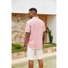 image:imageCOOFANDY Mens Button Down Shirts Short Sleeve Casual Cotton Shirts Summer Beach Wedding Shirt with PocketPink