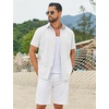 image:imageCOOFANDY Mens Button Down Shirts Short Sleeve Casual Cotton Shirts Summer Beach Wedding Shirt with PocketWhite
