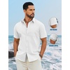 image:imageCOOFANDY Mens Button Down Shirts Short Sleeve Casual Cotton Shirts Summer Beach Wedding Shirt with PocketWhite