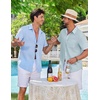image:imageCOOFANDY Mens Button Down Shirts Short Sleeve Casual Shirt Summer Beach Textured ShirtsSky Blue