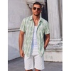 image:imageCOOFANDY Mens Button Down Shirts Short Sleeve Casual Summer Beach Shirts Vacation Wedding ShirtsGeometrygreen