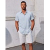 image:imageCOOFANDY Mens Button Down Shirts Short Sleeve Casual Summer Beach Shirts Vacation Wedding ShirtsLight Blue