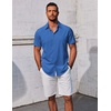 image:imageCOOFANDY Mens Button Down Shirts Short Sleeve Casual Summer Beach Shirts Vacation Wedding ShirtsOcean Blue