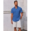 image:imageCOOFANDY Mens Button Down Shirts Short Sleeve Casual Summer Beach Shirts Vacation Wedding ShirtsOcean Blue