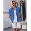 image:imageCOOFANDY Mens Button Down Shirts Short Sleeve Casual Summer Beach Shirts Vacation Wedding ShirtsOcean Blue