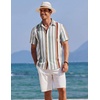 image:imageCOOFANDY Mens Button Down Shirts Short Sleeve Casual Summer Beach Shirts Vacation Wedding ShirtsRetro Stripescolors