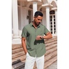 image:imageCOOFANDY Mens Button Down Short Sleeve Shirt Casual Summer Stretch Denim Dress Shirts with PocketArmy Green